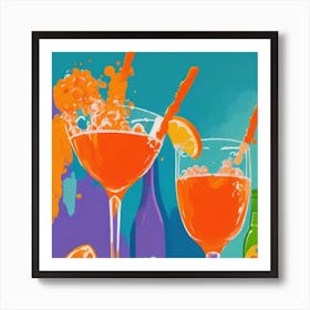 Aperol Spritz Fauvist Painting Art Print Orange Juice 1 Art Print
