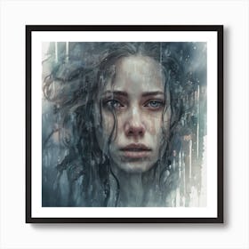 Girl In The Rain 1 Art Print