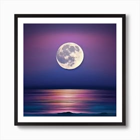 Full Moon Over The Ocean Poster