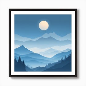 Misty mountains background in blue tone 10 Art Print