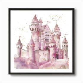 Pink Watercolor Fairy Castle Art Print