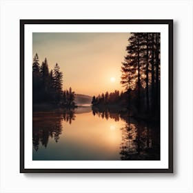 Sunrise Over A Lake 1 Art Print