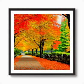 Autumn Leaves In The Park Art Print