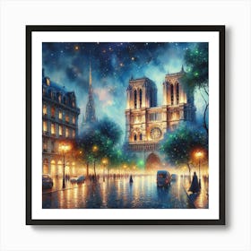 beautiful pen and ink sketch of Paris, minimalist, colored Art Print