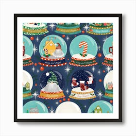 Christmas Snow Globe Navy Art Print