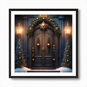 Christmas Door 100 Art Print