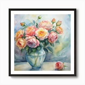 Roses In A Vase 1 Art Print