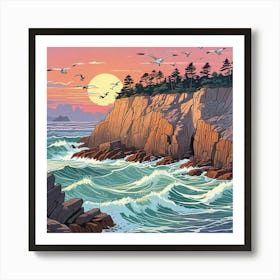 Ocean Sunset Beach Art Print (3) Art Print