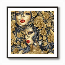 Default Gold Lips Makeup Trendy Wall Art 1 Art Print