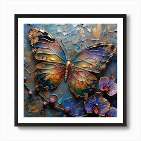 Butterfly With Orchids 5 Art Print