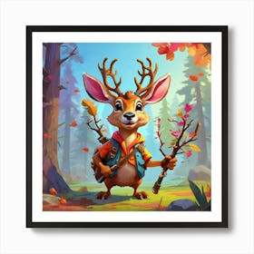 Deer In The Woods 72 Art Print