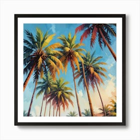 Palm Trees in Art Print 3 Art Print