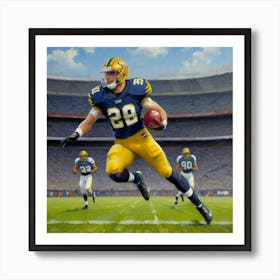 Spotlight Play Football Player Charging Forward Art Print