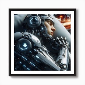 Robot In Bed Art Print