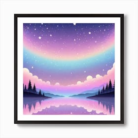 Sky With Twinkling Stars In Pastel Colors Square Composition 263 Art Print