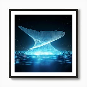 Abstract Vector Illustration Featuring A Dynamic Interplay Of Warped Glowing Dots Converging Into A (4) Art Print