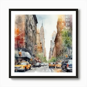 New York city Watercolor Art Print