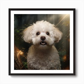 White Dog In The Forest Art Print