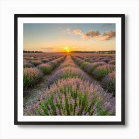 Lavender Field At Sunset Art Print