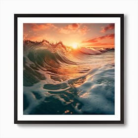 Sunset Over The Ocean Waves Art Print