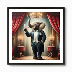 Elephant In Tuxedo Art Print