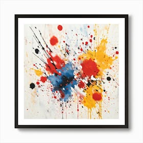 Abstract Art Featuring A Closeup View Of A Splattered Ink Pattern Grunge Style With Rough Dabs And (1) Art Print