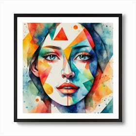 Watercolor Of A Woman'S Face 2 Art Print