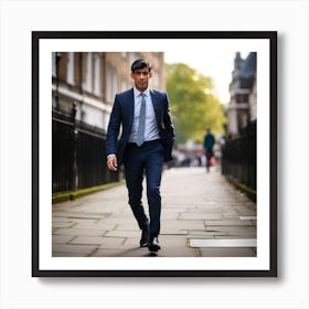 Man In A Suit Walking Down A Street Art Print