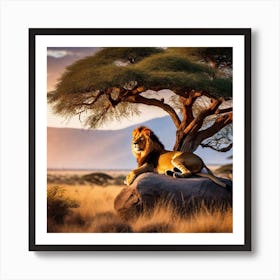 Lion In The Savannah 2 Art Print