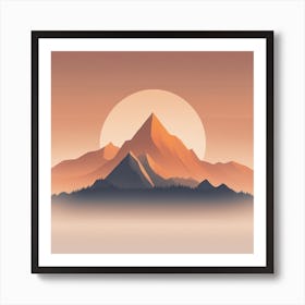 Misty mountains background in orange tone 84 Art Print