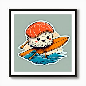 Sushi Surfboard Sticker Art Print