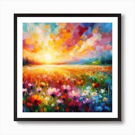 Sunset In The Meadow Art Print