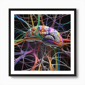 Brain With Colorful Wires 3 Art Print