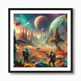 Aliens In Space 1 Art Print