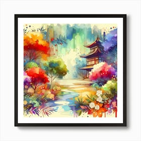 Asian Watercolor Painting 10 Art Print