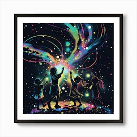 Children Playing With Sparkles Art Print