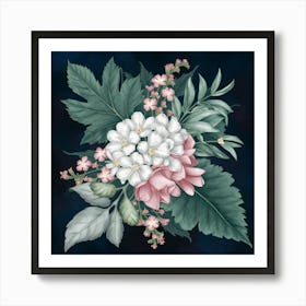 Hydrangea Floral Botanical Vintage Poster Flower 2 Art Print