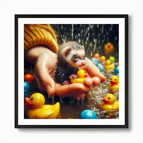 Ferret In The Rain 2 Art Print