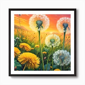 Dandelion Puffs in the Morning Light Art Print