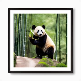 Panda Bear In Bamboo Forest 5 Art Print