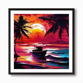 Sunset At The Beach 249 Art Print