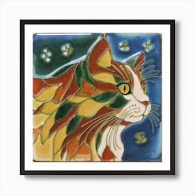 Cat With Flowers 2 Art Print