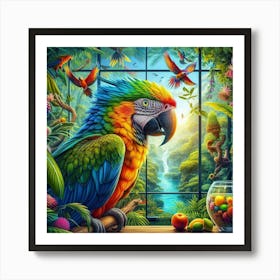 Parrots In The Jungle Art Print