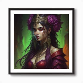 Dark art gothic beautiful enchantress, red purple, beautiful, Royo. Generated with AI, Art Style_V4 Creative, Negative Promt_no unpopular themes or styles, CFG Scale_7.5, Step Scale_50. Art Print