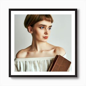 Portrait Of A Young Woman Holding A Book Art Print