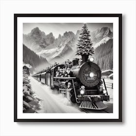 Santa'S Train Art Print
