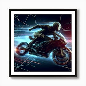 Futuristic Motorcycle Rider Art Print