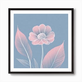 A White And Pink Flower In Minimalist Style Square Composition 690 Art Print