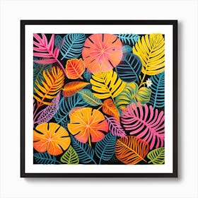 Tropical Leaves on Dark Art Print