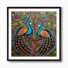 Peacocks In The Tree 1 Art Print